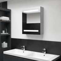Miniatyr av produktbild för Spegelskåp med LED betonggrå 50x14x60 cm