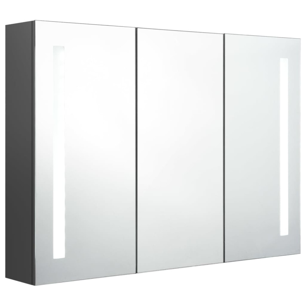 Produktbild för Spegelskåp med LED 89x14x62 cm grå
