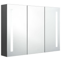Produktbild för Spegelskåp med LED 89x14x62 cm grå