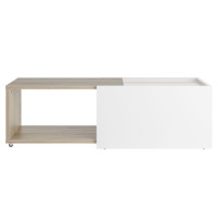 Miniatyr av produktbild för FMD Utdragbart soffbord vit och ek