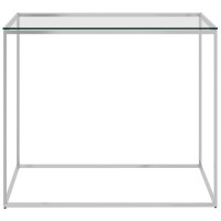 Miniatyr av produktbild för Soffbord silver 50x50x43 cm rostfritt stål och glas