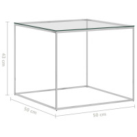 Miniatyr av produktbild för Soffbord silver 50x50x43 cm rostfritt stål och glas