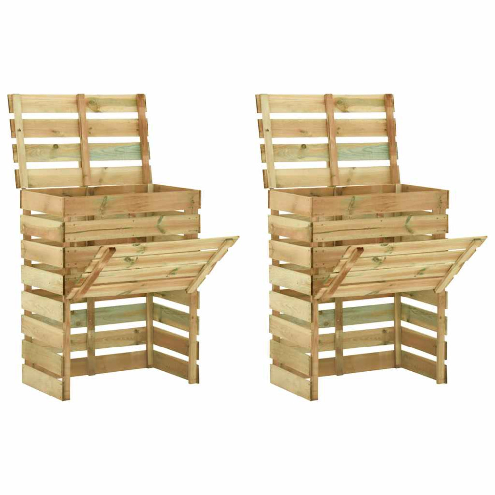 Produktbild för Ribbad trädgårdskompost 2 st 80x50x100 cm impregnerad furu