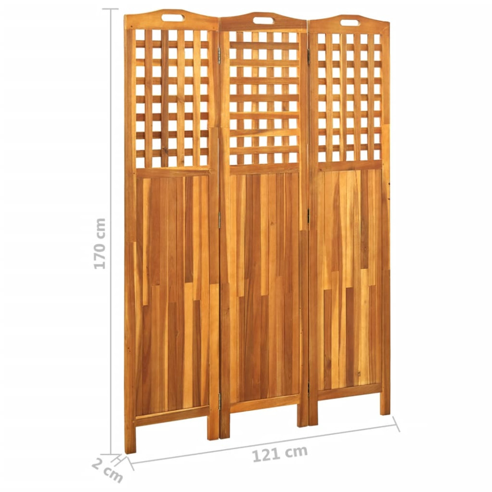 Produktbild för Rumsavdelare 3 paneler 121x2x170 cm massivt akaciaträ