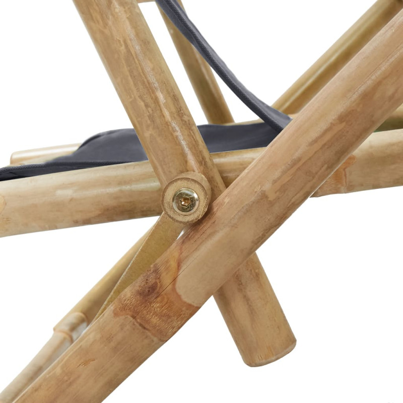 Produktbild för Reclinerstol mörkgrå bambu och tyg