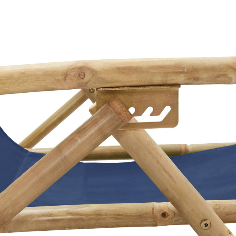 Produktbild för Reclinerstol marinblå bambu och tyg