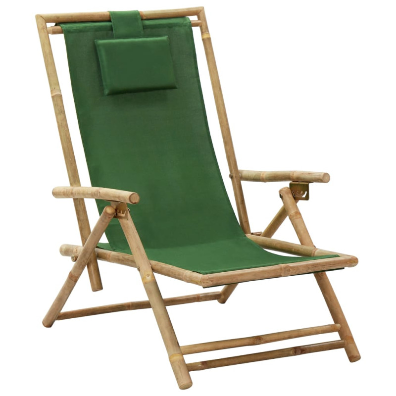 Produktbild för Reclinerstol grön bambu och tyg