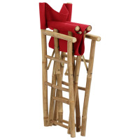 Produktbild för Hopfällbara regissörsstolar 2 st röd bambu och tyg