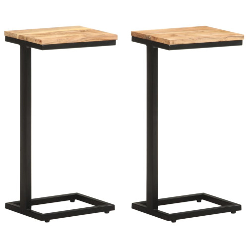 vidaXL Sidobord 2 st 31,5x24,5x64,5 massivt akaciaträ