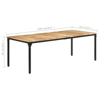 Produktbild för Matbord 220x100x76 cm grovt mangoträ