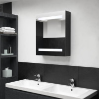 Miniatyr av produktbild för Spegelskåp med LED svart 50x14x60 cm