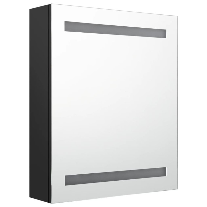Produktbild för Spegelskåp med LED svart 50x14x60 cm