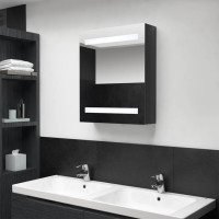 Miniatyr av produktbild för Spegelskåp med LED blank svart 50x14x60 cm