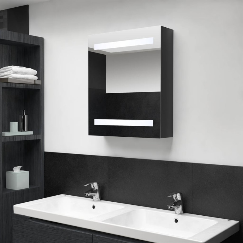 Produktbild för Spegelskåp med LED blank svart 50x14x60 cm