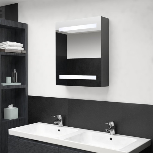 vidaXL Spegelskåp med LED grå 50x14x60 cm