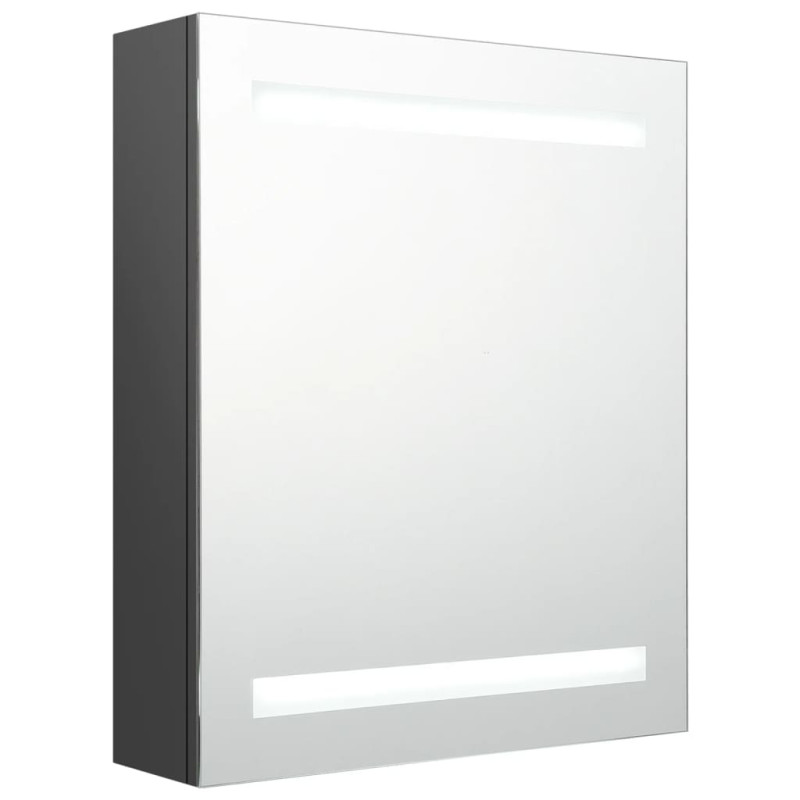 Produktbild för Spegelskåp med LED grå 50x14x60 cm