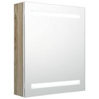 Produktbild för Badrumsspegel LED vit och ek 50x14x60 cm
