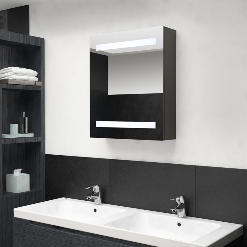 Produktbild för Spegelskåp med LED antracit 50x14x60 cm