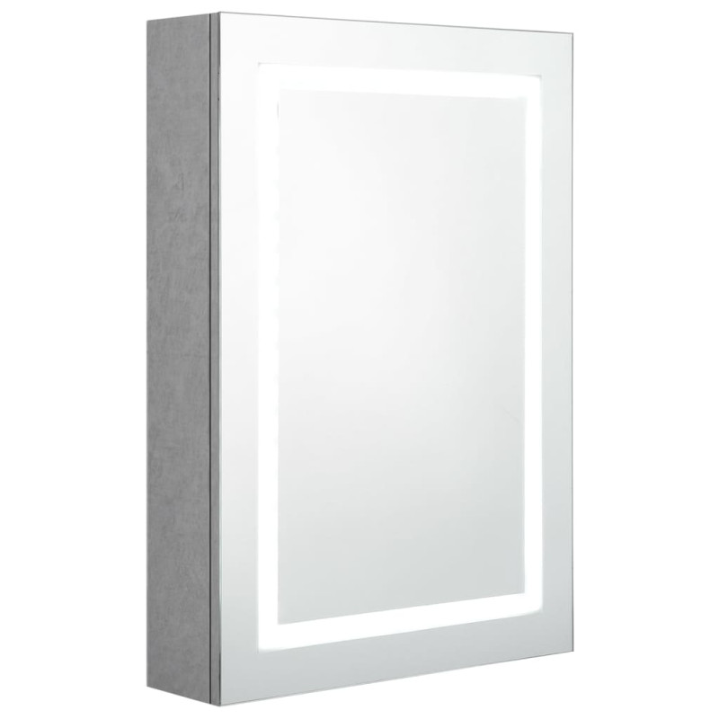 Produktbild för Spegelskåp med LED betonggrå 50x13x70 cm