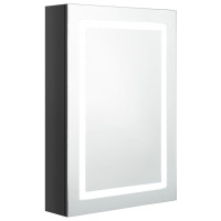 Produktbild för Spegelskåp med LED blank svart 50x13x70 cm