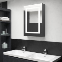 Produktbild för Spegelskåp med LED grå 50x13x70 cm