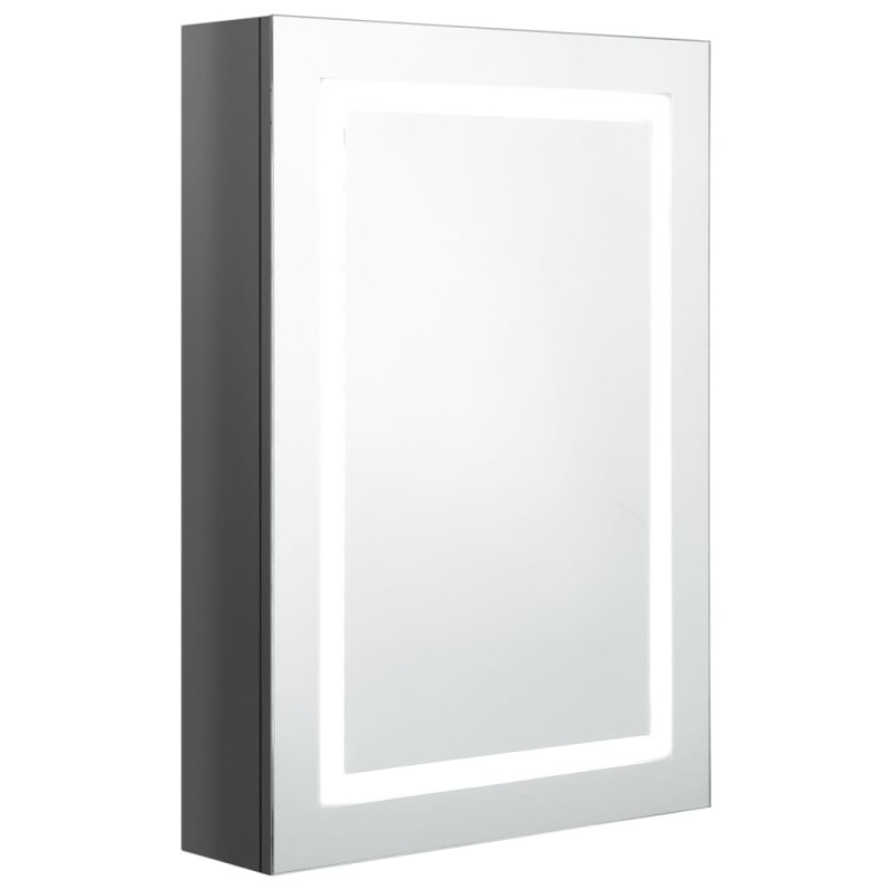 Produktbild för Spegelskåp med LED blank grå 50x13x70 cm