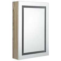 Produktbild för Spegelskåp med LED vit och ek 50x13x70 cm