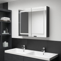 Produktbild för Spegelskåp med LED blank svart 80x12x68 cm