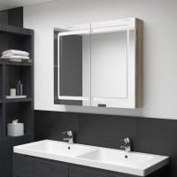 Produktbild för Spegelskåp med LED vit och ek 80x12x68 cm