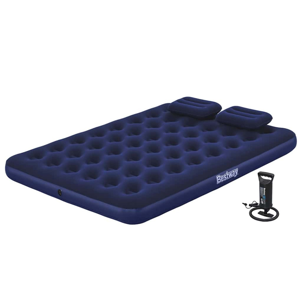 Produktbild för Bestway Luftmadrass med kudde och luftpump 203 x 152 x 22 cm 67374