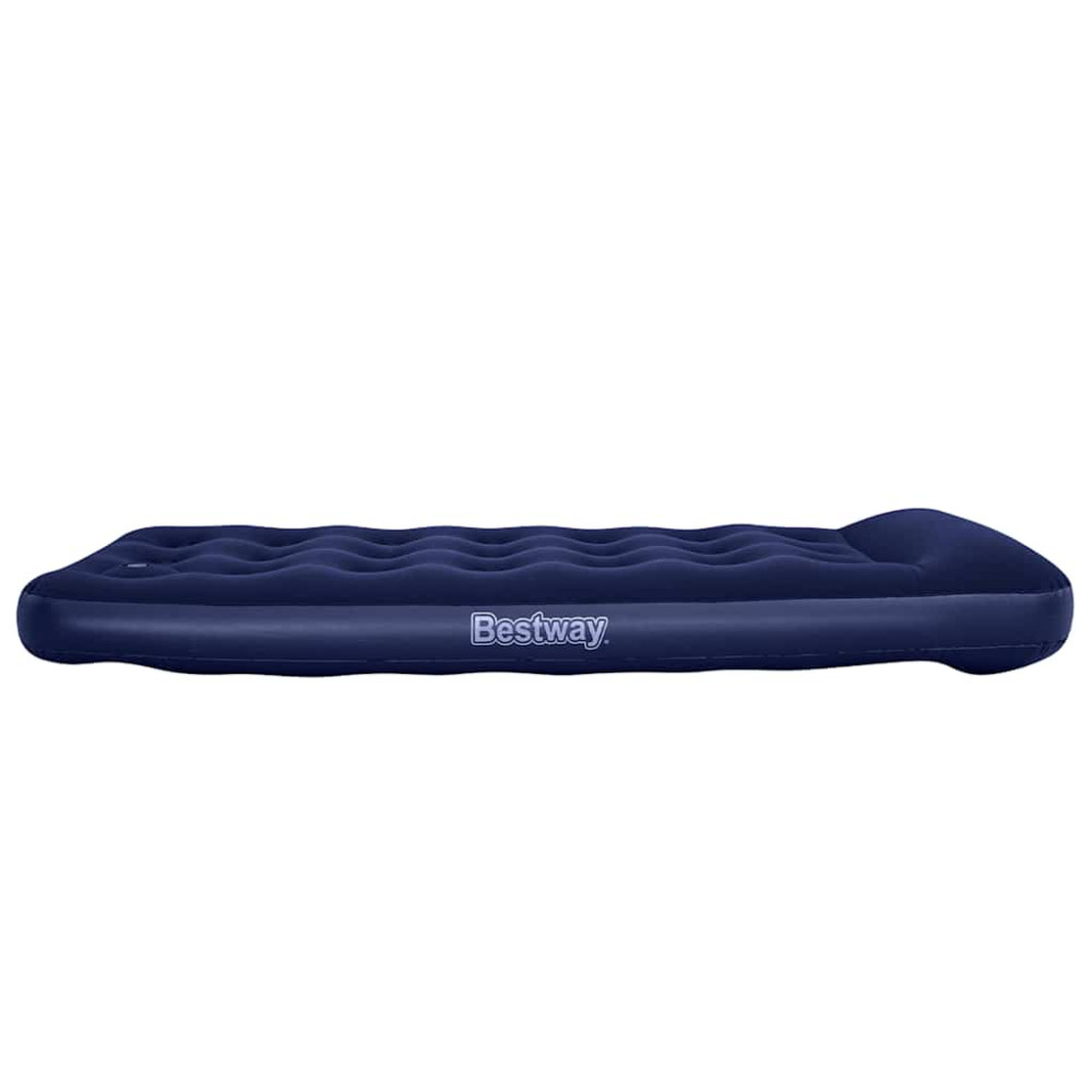 Produktbild för Bestway Luftmadrass med inbyggd fotpump flockad 185 x 76 x 28 cm