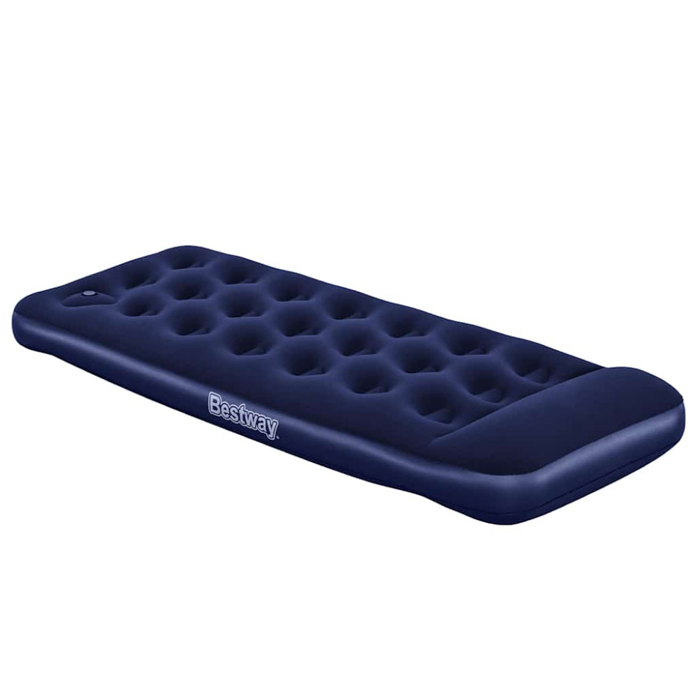 Produktbild för Bestway Luftmadrass med inbyggd fotpump flockad 185 x 76 x 28 cm
