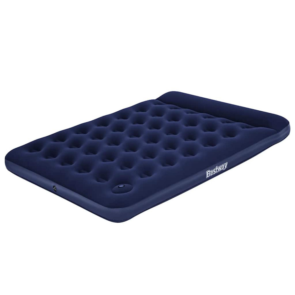 Produktbild för Bestway Luftmadrass med inbyggd fotpump flockad 203x152x28 cm