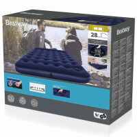 Produktbild för Bestway Luftmadrass med inbyggd fotpump flockad 203x152x28 cm