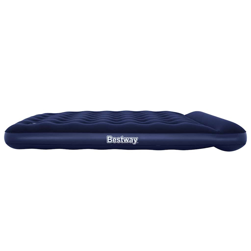 Produktbild för Bestway Luftmadrass med inbyggd fotpump flockad 203x152x28 cm