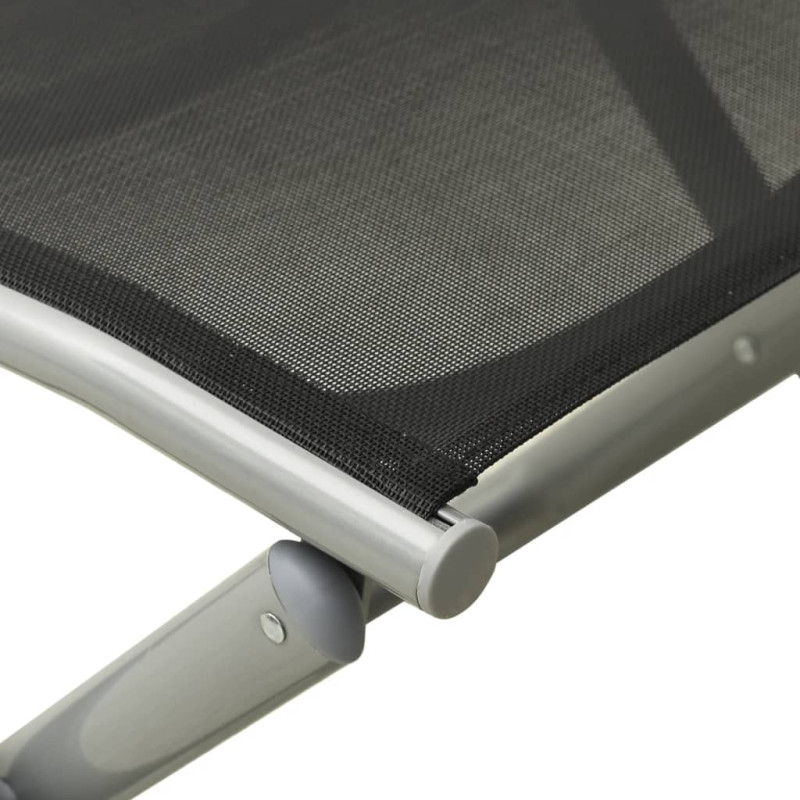 Produktbild för Fotpall hopfällbar textilen och aluminium svart och silver