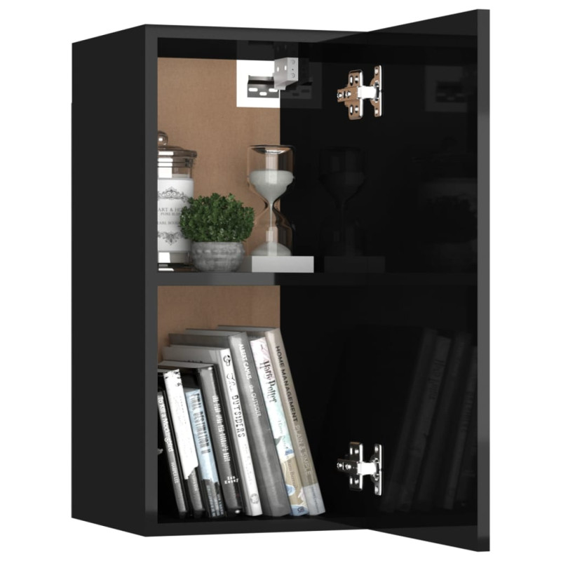 Produktbild för TV-skåp svart högglans 30,5x30x60 cm konstruerat trä