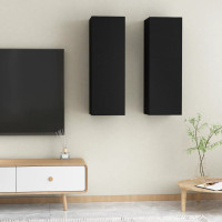 Miniatyr av produktbild för TV-skåp 2 st svart 30,5x30x90 cm konstruerat trä
