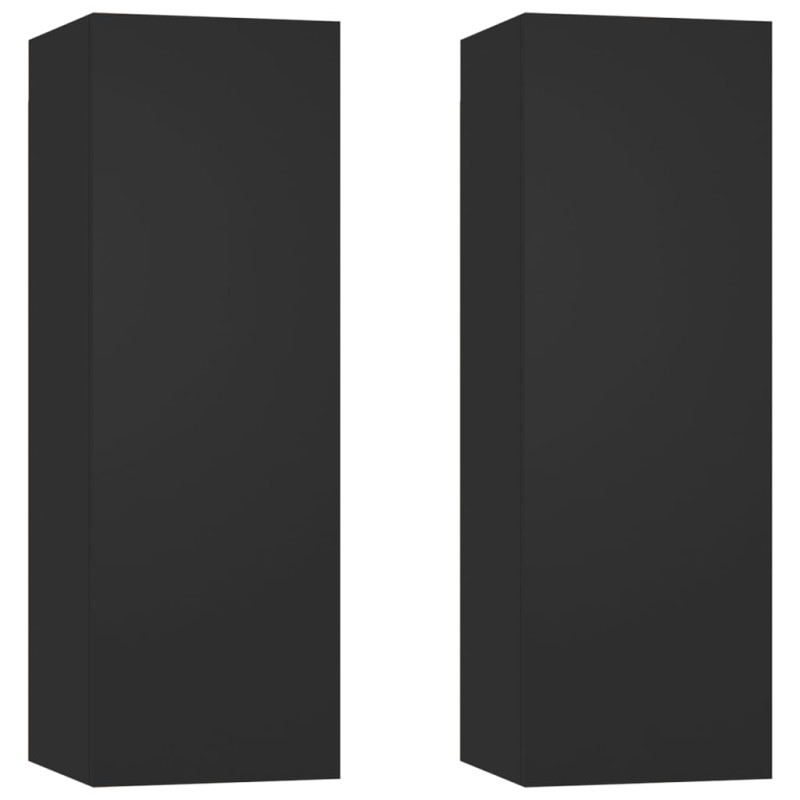 Produktbild för TV-skåp 2 st svart 30,5x30x90 cm konstruerat trä