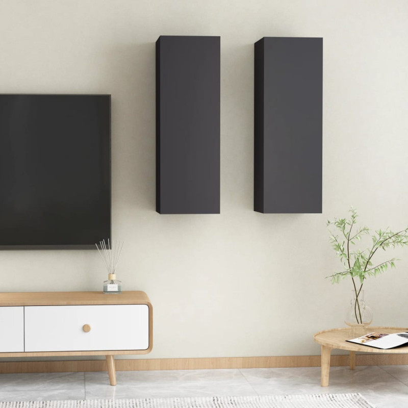 Produktbild för TV-skåp 2 st grå 30,5x30x90 cm konstruerat trä