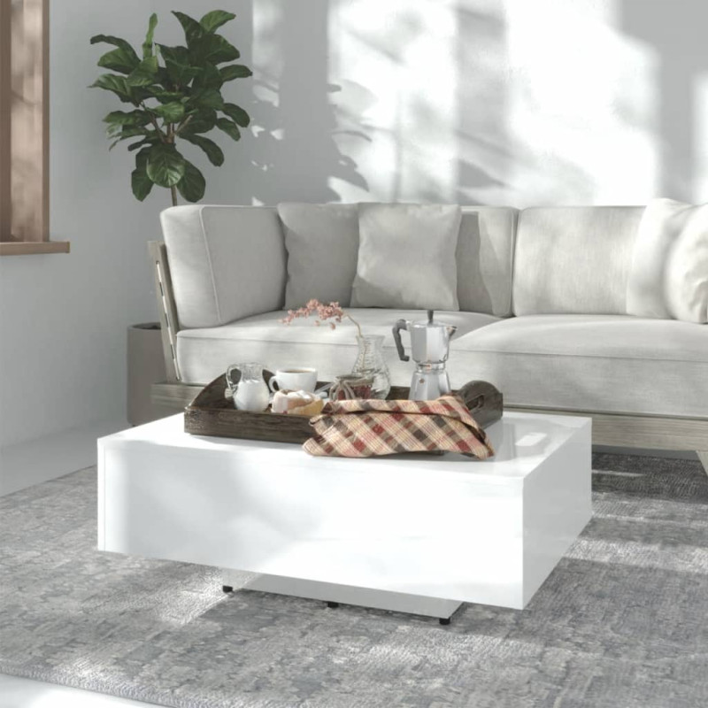 Produktbild för Soffbord vit högglans 85x55x31 cm konstruerat trä