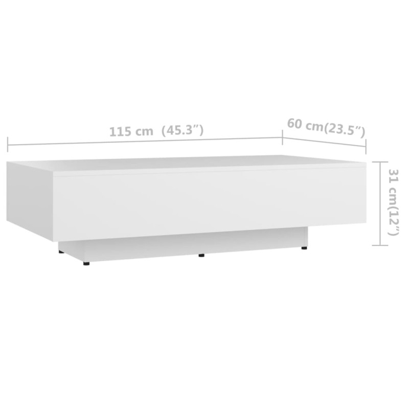Produktbild för Soffbord vit 100x49,5x31 cm konstruerat trä