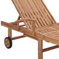 Produktbild för Solsäng med beige dyna massiv teak