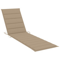 Produktbild för Solsäng med beige dyna massiv teak