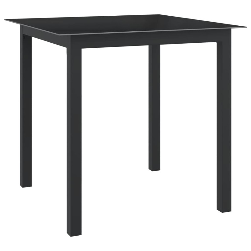 Produktbild för Trädgårdsbord svart 80x80x74 cm aluminium och glas