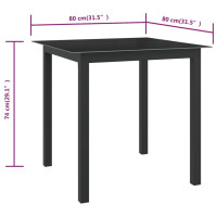 Produktbild för Trädgårdsbord svart 80x80x74 cm aluminium och glas
