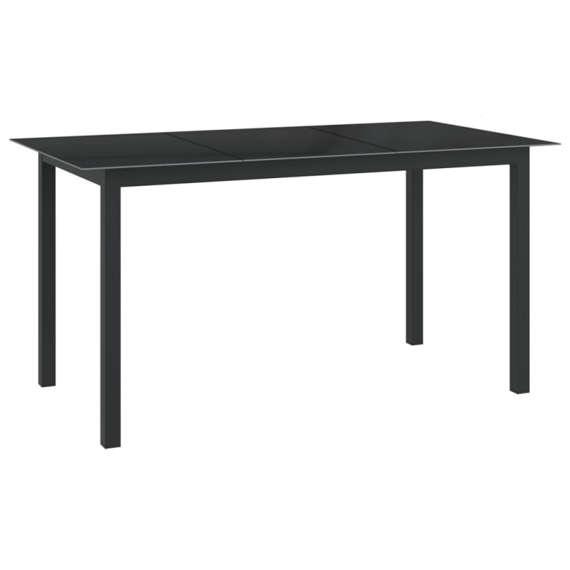 Produktbild för Trädgårdsbord svart 150x90x74 cm aluminium och glas