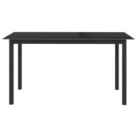 Miniatyr av produktbild för Trädgårdsbord svart 150x90x74 cm aluminium och glas