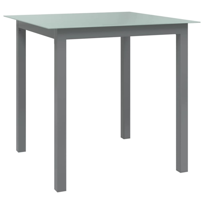 Produktbild för Trädgårdsbord ljusgrå 80x80x74 cm aluminium och glas