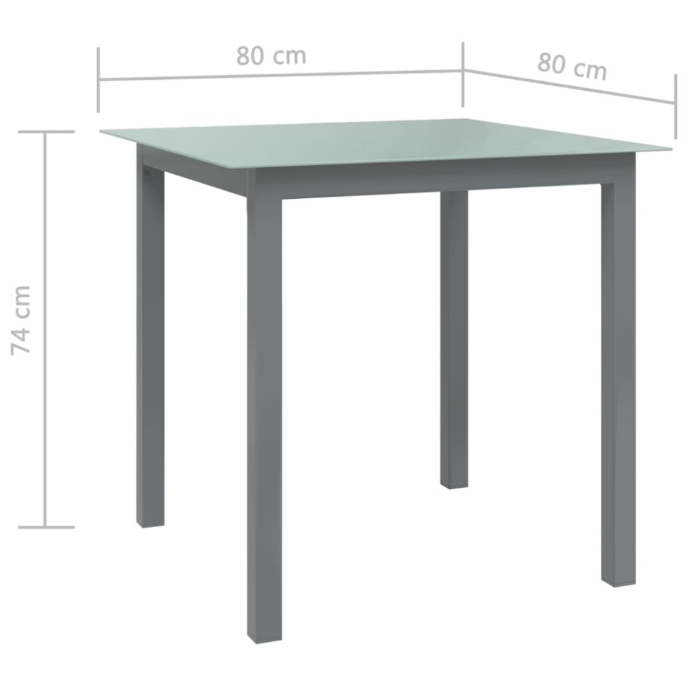 Produktbild för Trädgårdsbord ljusgrå 80x80x74 cm aluminium och glas